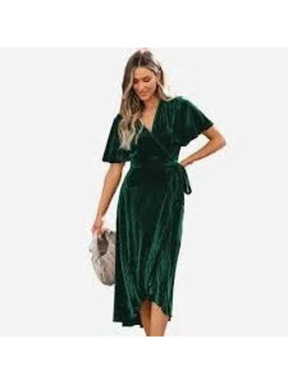 Green Velvet Wrap Dress Small #490